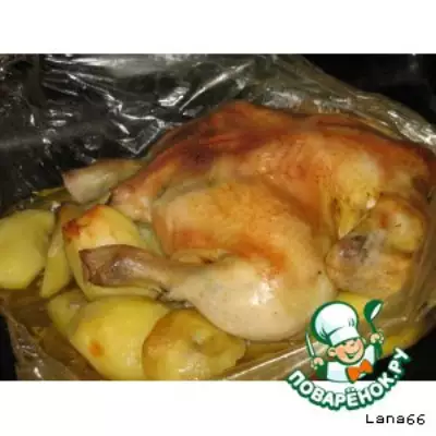 Курица с картофелем, запеченная в рукаве