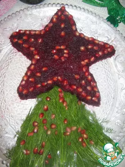 Слоёный салат с курицей "Рождественская звезда"