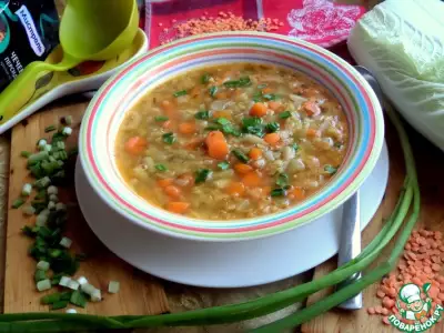 Чечевичный суп со стручковой фасолью