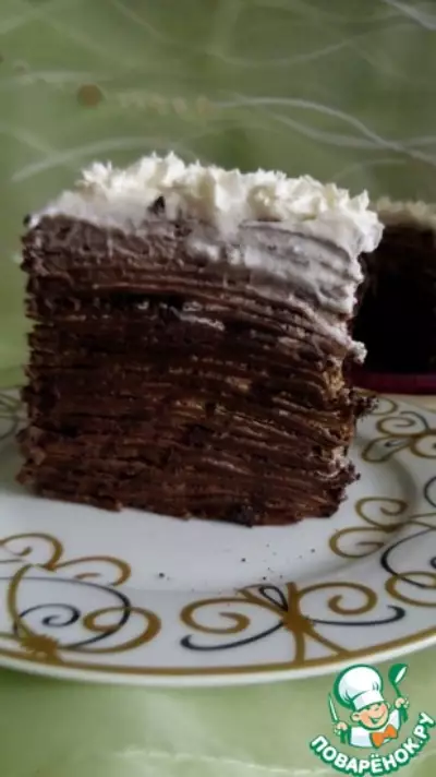 Шоколадно-кофейный блинный торт
