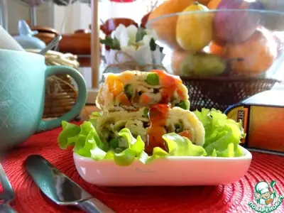 Яичные роллы с овощами на завтрак