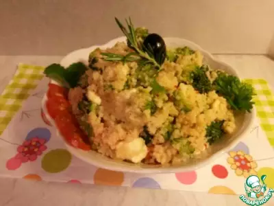 Теплый салат с броколли и кускусом