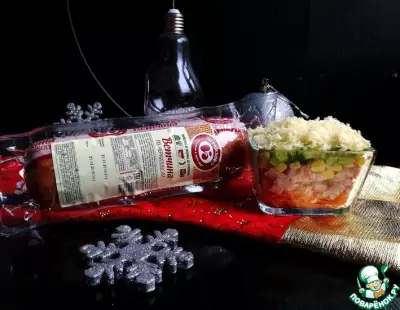 Салат с ветчиной новогодний переполох