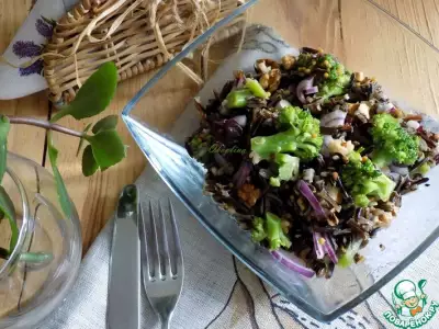Салат с чёрным рисом и брокколи