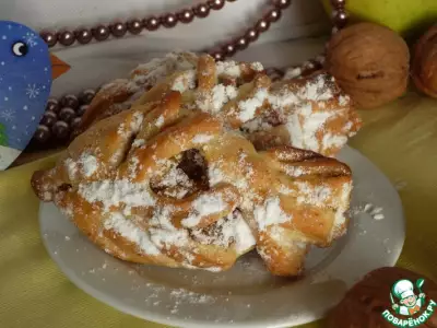 Печенье с яблоком, грецким орехом и корицей