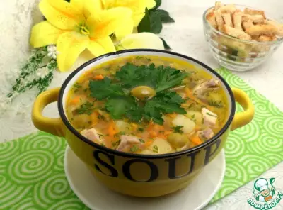 Оливковый суп с манной крупой