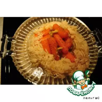 Морковь в апельсиновом  мармеладе с рисом