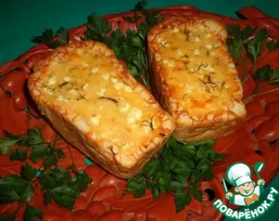 Сырно-овощной жульен в белом хлебе