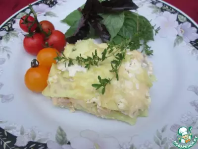 Белая лазанья с курицей и тимьяном