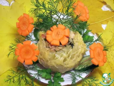 Лук фаршированный со сливочно-сырным соусом