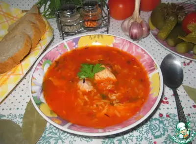 Томатный суп с индейкой и рисом