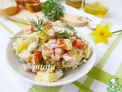 Картофельный салат с копченой индейкой