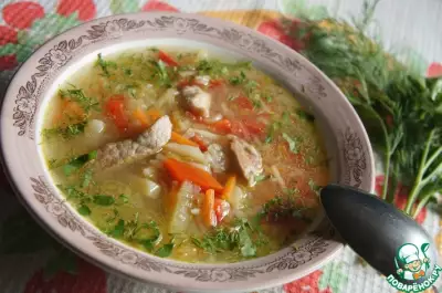 Суп из лука-порея со свининой