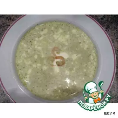 Суп-пюре из брокколи с креветками