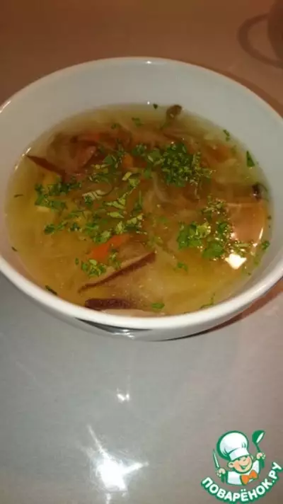 Суп из квашеной капусты и соленых грибов