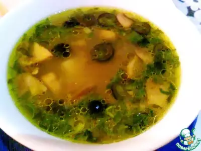 Постный гороховый суп с грибами