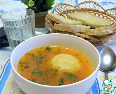 Суп с клёцками из булгура с мясной начинкой