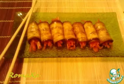 Рулетики из баклажана с морковью по-корейски