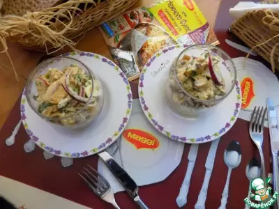 Куриный салат с маринованными шампиньонами