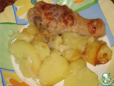Куриная голень с картошкой в мультиварке