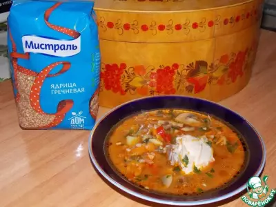 Томатный гречневый суп