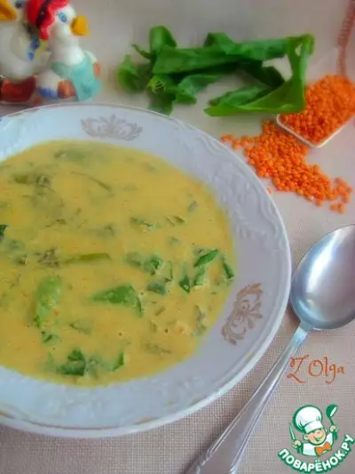Щавелевый крем-суп с чечевицей