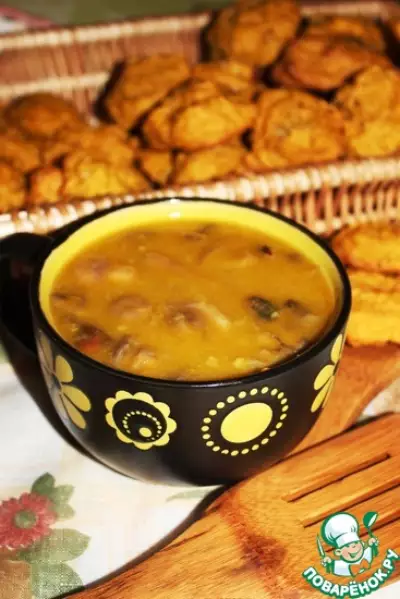 Горохово-тыквенный суп с грибами