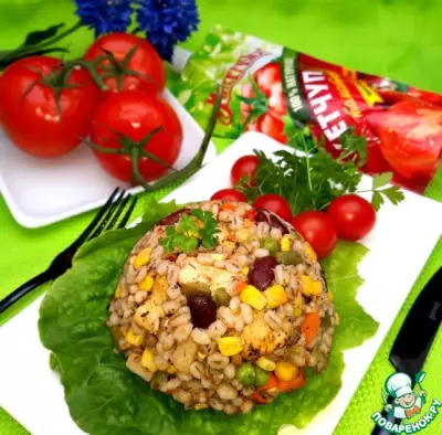 Перловка с овощами и курицей