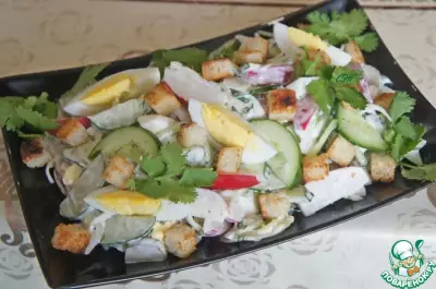 Русский летний салат в стиле "Цезарь"