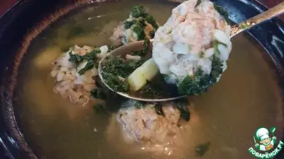 Шпинатно щавелевый суп с фрикадельками