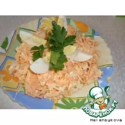 Салат из редьки, моркови и яйца