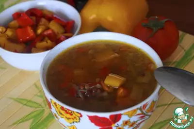 Суп с чечевицей и болгарским перцем