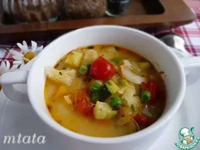 Суп летний овощной с плавленым сыром