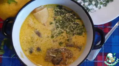 Куриный суп с сырными колбасками