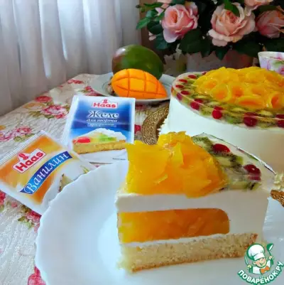 Ванильный торт с манго