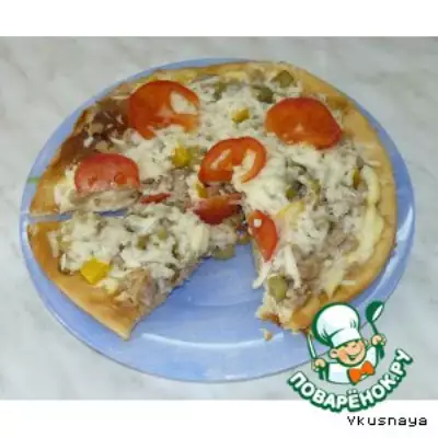 Пицца с фаршем баклажанами и сулугуни