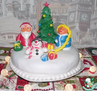 Торт "Торжество" в новогоднем декоре