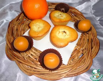Апельсиновые кексы с творожно-шоколадной начинкой