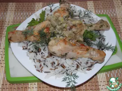 Курица с луком и рисом