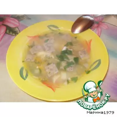 Суп с грибными квадратиками