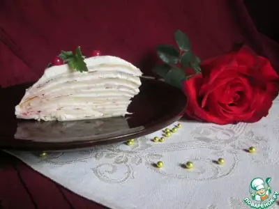 Креп торт с творожныи кремом и ягодами
