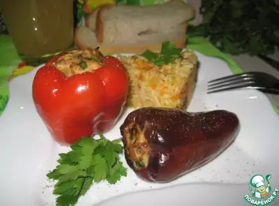 Перец, фаршированный горбушей и шпинатом