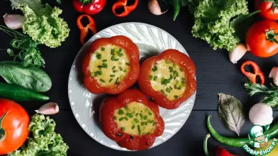 Перец с куриным филе и грибами