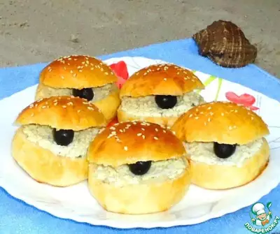 Бутерброды "Ракушки с черным жемчугом"