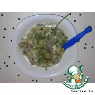 Куриные желудочки с овощами