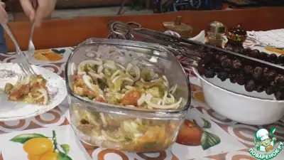 Горячий салат с сердечками на гриле