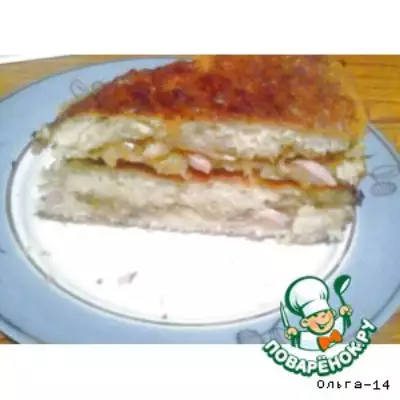 Кабачковый пирог с капустой и сосисками