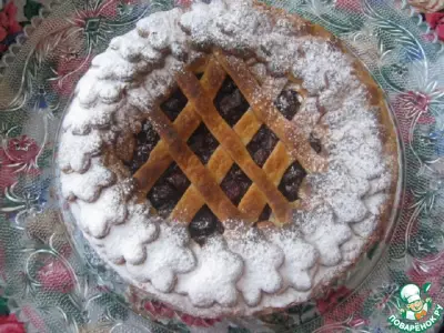 Вишнёвый пирог из слоёно-дрожжевого теста фото