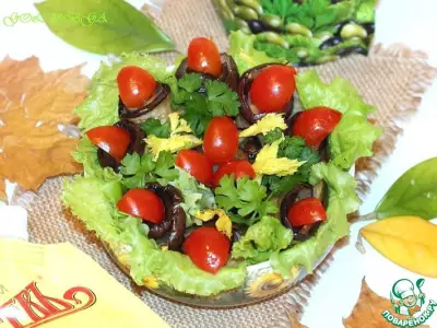 Тёплый салат из баклажанов с майонезной заправкой