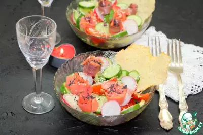 Овощной салат с форелью "Романтический ужин"